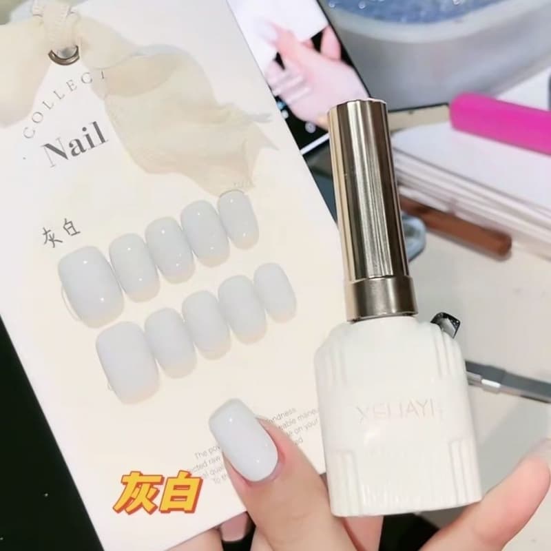 Xiaoying manicure 15ml bottled milk white pure white gray white solid color glue white nail polish glue yogurt white soy milk white