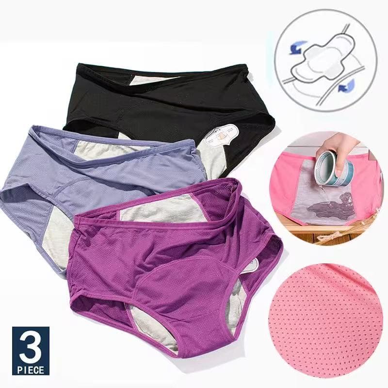 Cross-border Trade Plus Size 10 Mesh Breathable Menstrual Leak-Proof Panties Mid-High Waist Women's Underwear