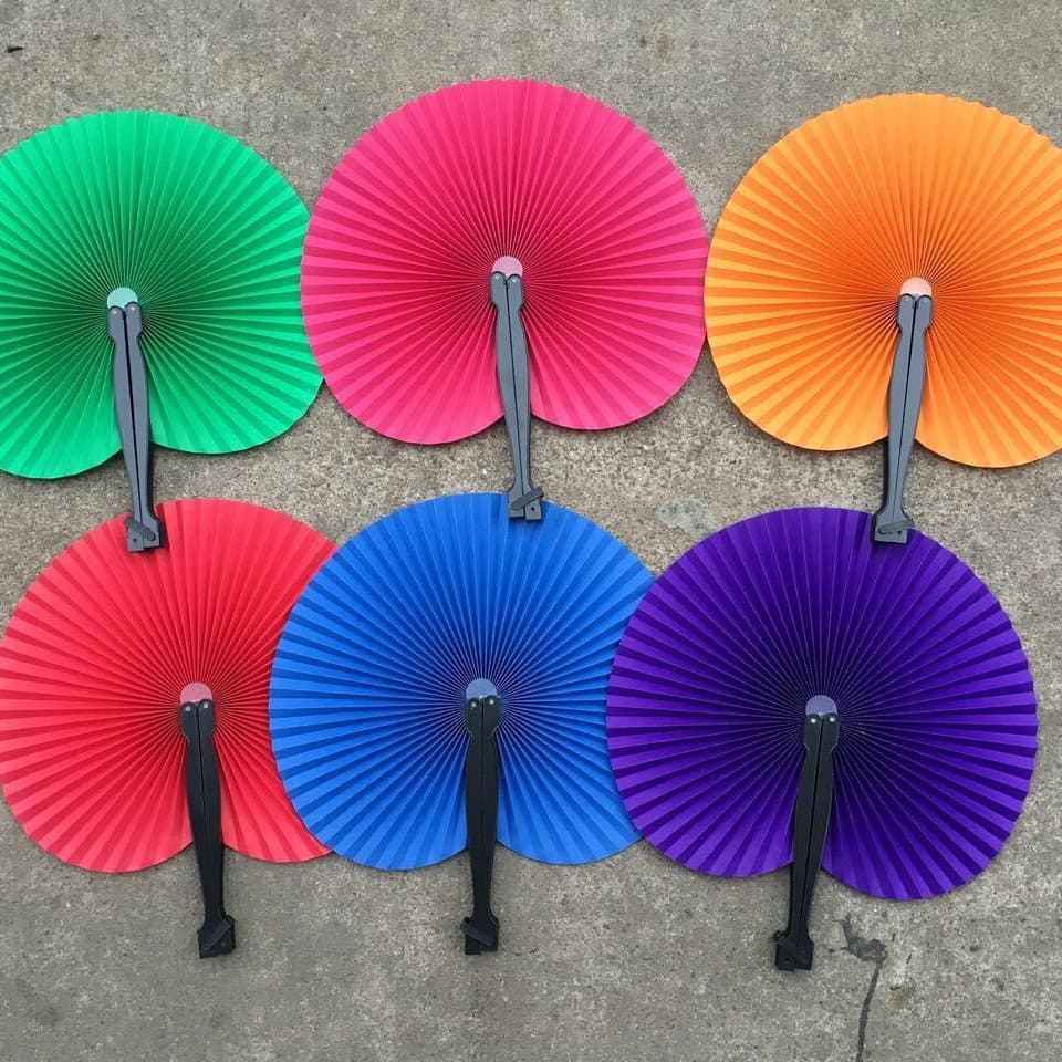 Cross-border Exclusive for Europe and America Wedding Fan Colorful Paper Fan Colorful Fan Handheld Folding Fan Round Fan Travel Fan