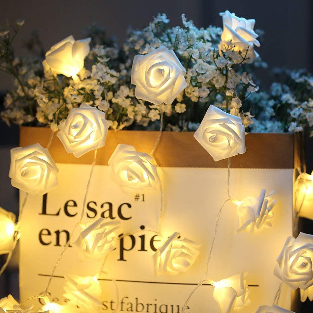 Romantic Rose Flower Lamp String Artificial Foam Valentine's Day Atmosphere Decoration Wholesale LED Light String Fairy Lights