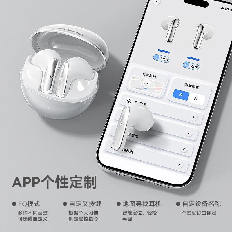 APP Positioning New FD600 Cross-Border Hot-Selling Semi-In-Ear Noise-Canceling Wireless Bluetooth Earphones High Sound Quality Low Latency