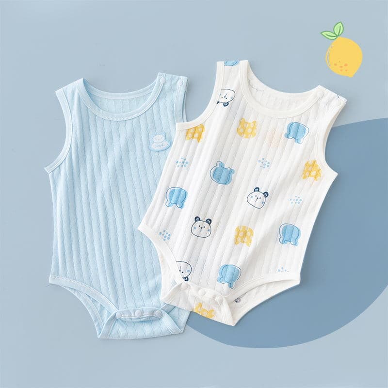 Newborn Baby Cotton Bodysuit, Summer Short Sleeve Romper for Boys and Girls, Thin Style