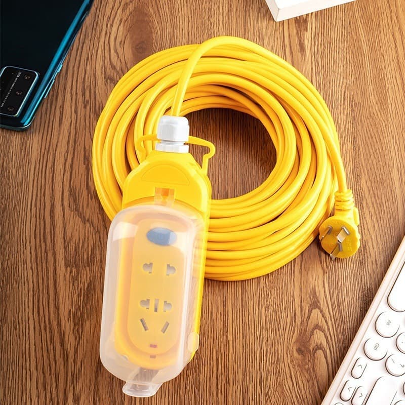 Extension board with cable, long cord socket strip, waterproof source switch for high-rise electric vehicle charging extension