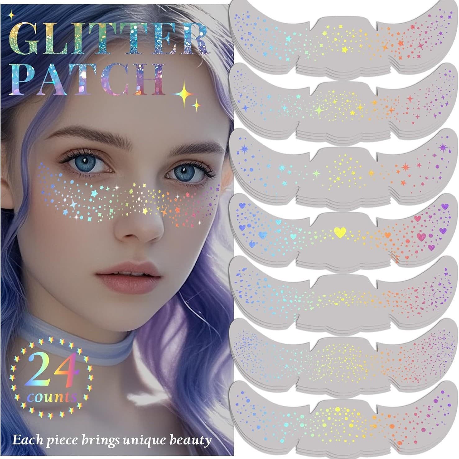 Best-selling Gold Foil Tattoo Stickers European and American Waterproof Glitter Stars Butterflies Party Stage Performance Freckle Stickers Face Makeup Decals
