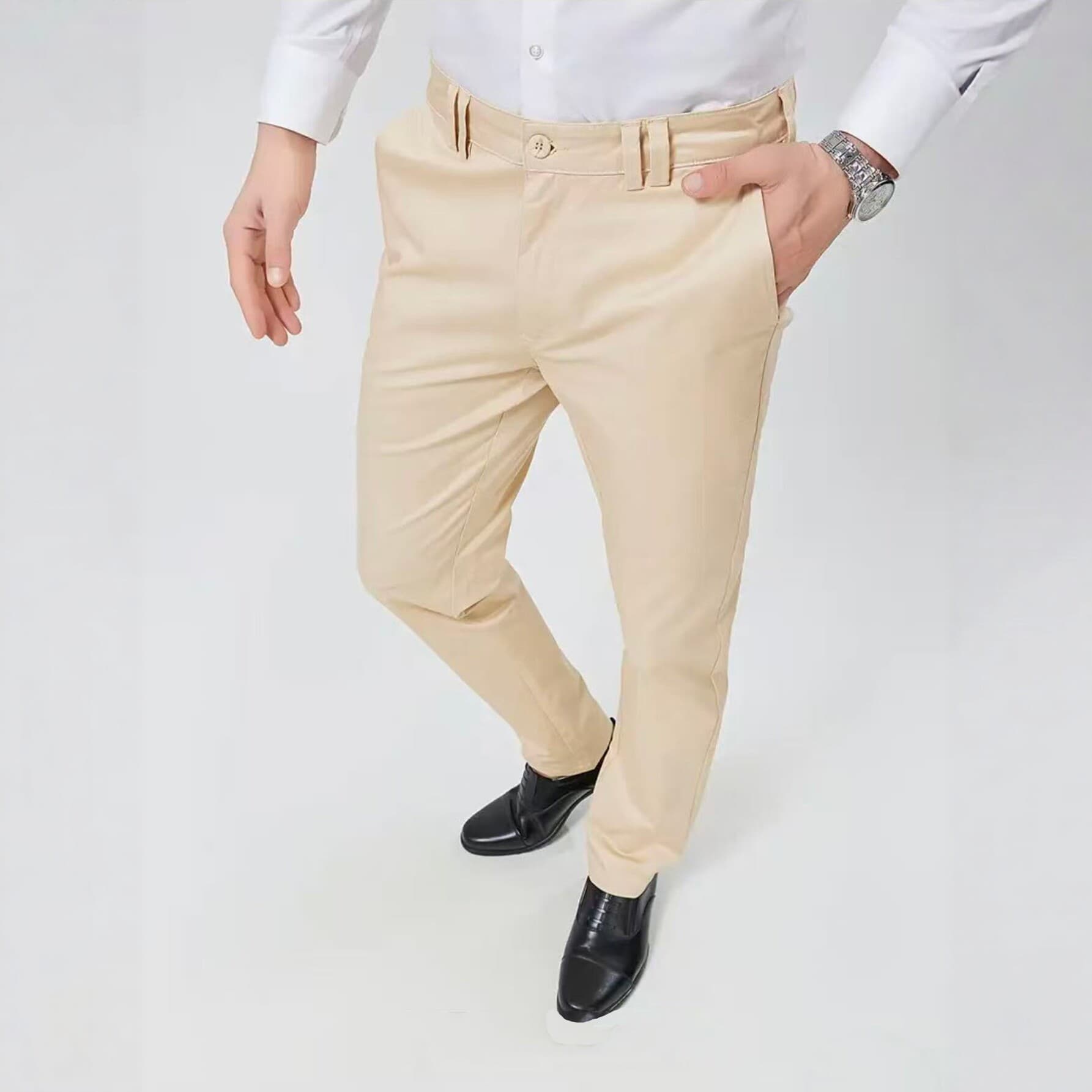 Men's slim business casual trousers straight-leg khaki dark gray navy blue burgundy gray trousers for men