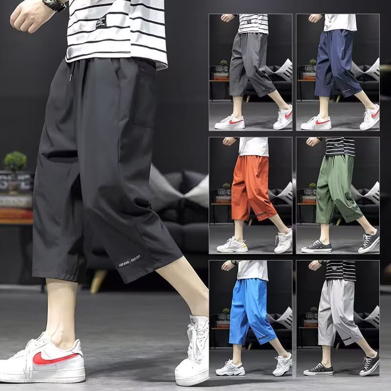 American Style Men's Capri Pants Summer Thin Straight Loose Casual Trousers Korean Trendy Plus Size Shorts