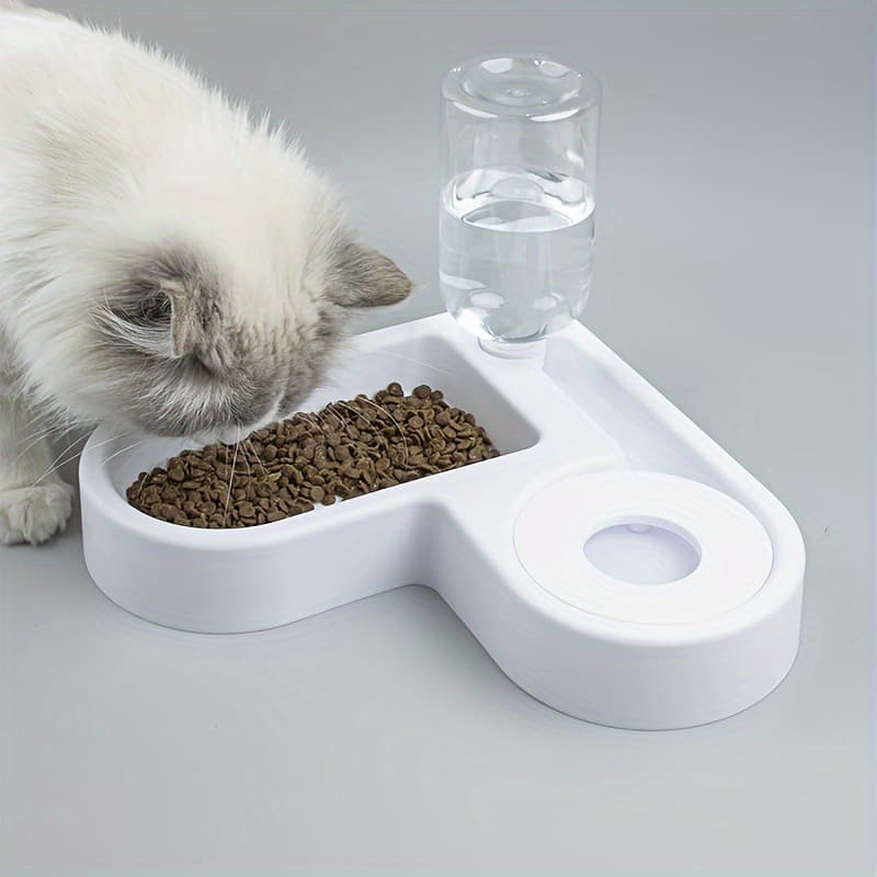 2026 New Cross-border Drop Shipping 1 Automatic Water and Food Dispenser Heart-shaped Pet Bowl