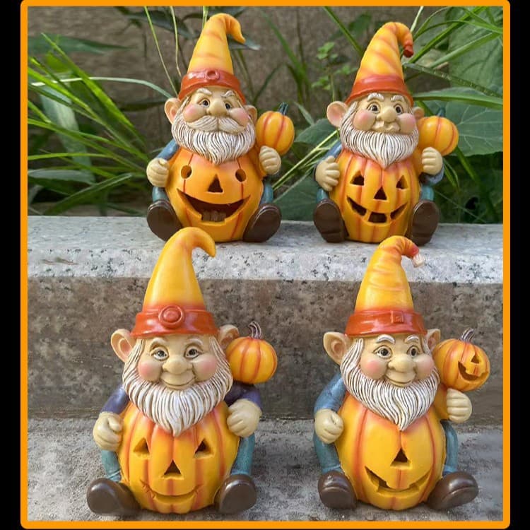 Cross-border Halloween Pumpkin Old Man Statue Resin Craft Ornament Pumpkin Lamp Desktop Decoration Luminous Ornament