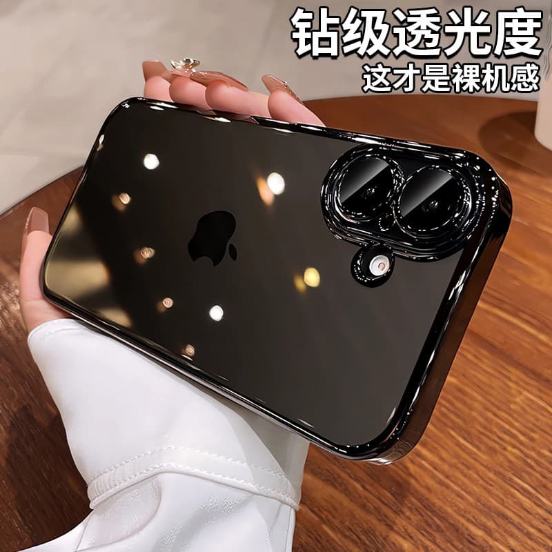 Suitable for iPhone16 mobile phone case, transparent PC plating, anti-fall, Apple 15ProMax lens film, all-inclusive protective cover
