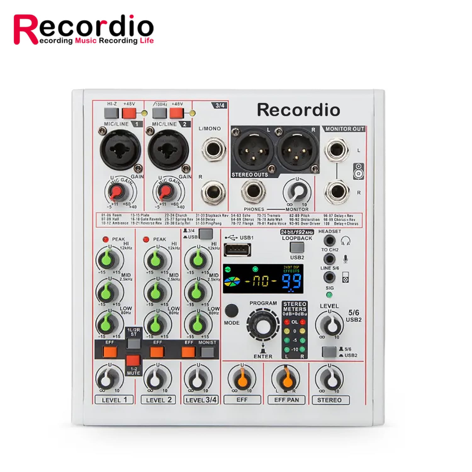 GAX-AM06 Professional 4-Channel Mixer 192kHz/24bit Sound Card BT Wireless Audio Card K Song Mixing Console