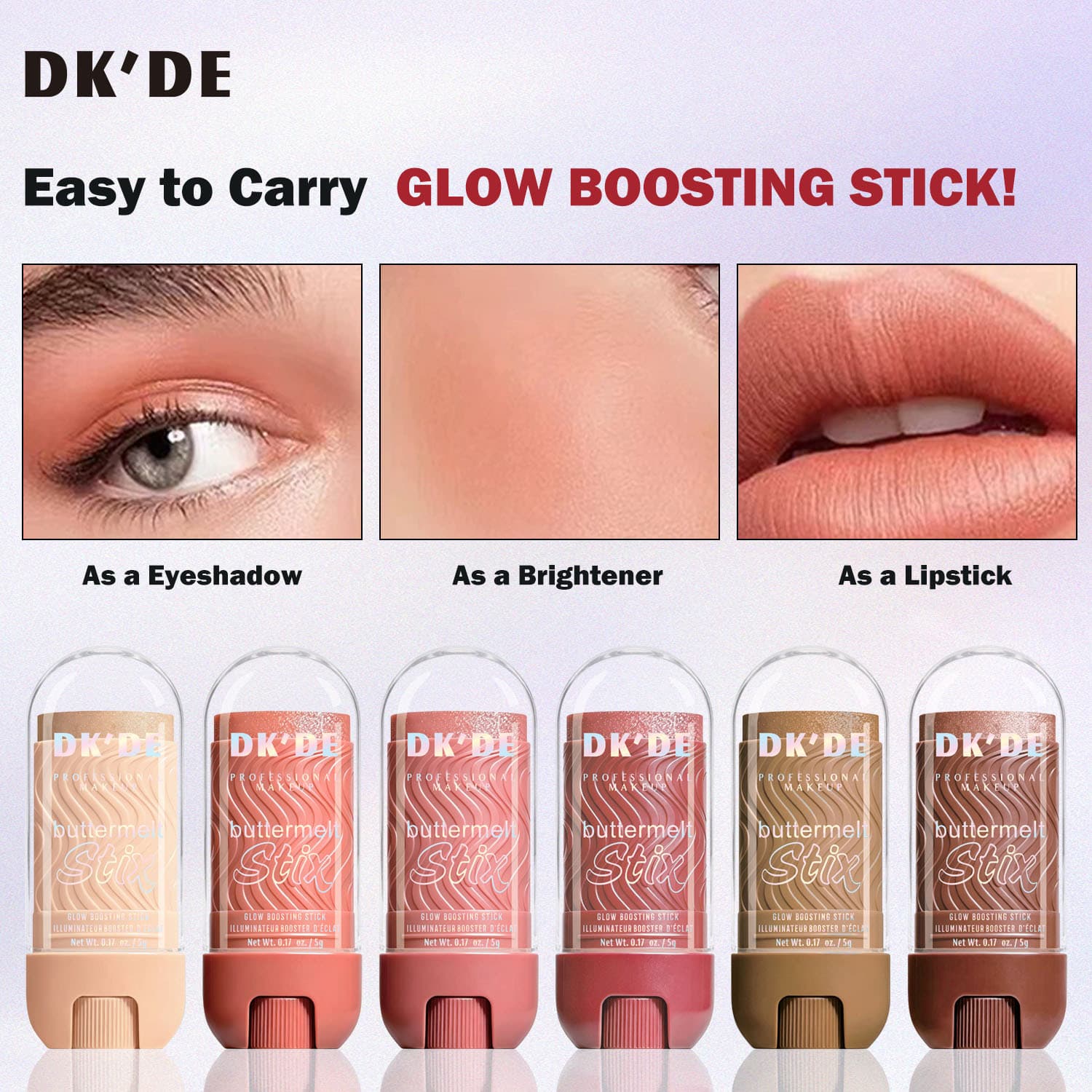 [Cross-border Exclusive] DKDE+6-Color Highlighter Stick Natural Clear Brightening Contour Face Shaping Nose Shadow