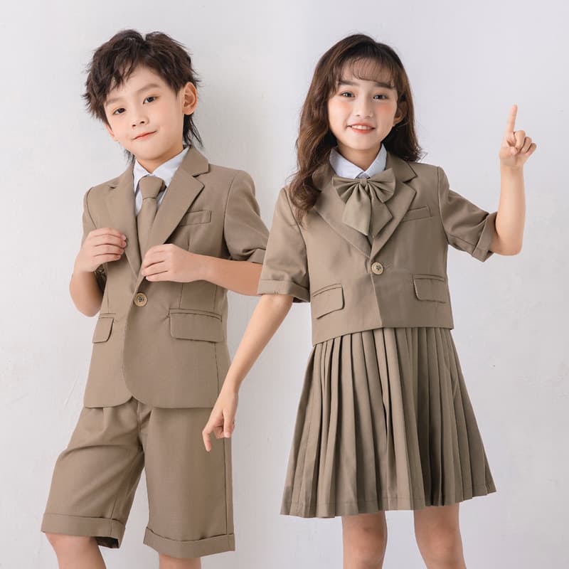 Kindergarten Uniform British Academic Style Short-Sleeve Blazer Elementary School Uniform Spring Autumn Children's Performance Suit Class Uniform