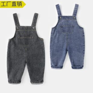 Baby Denim Overalls Spring/Autumn Newborn Fashionable Long Pants Boys' Cute Korean Style