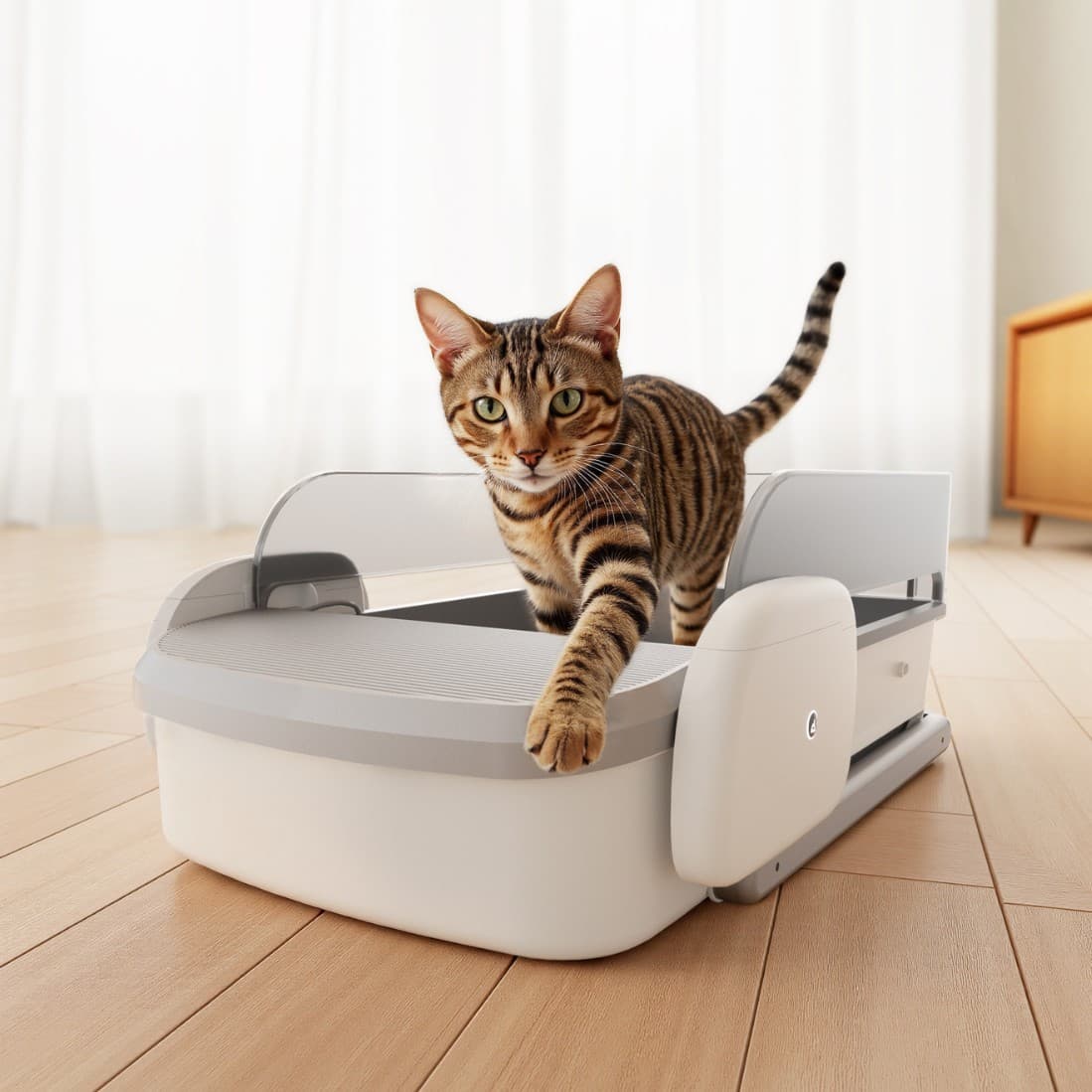 Open-Type Separable Cleaning System, Large Capacity, Removable, App-Controlled Smart Litter Box