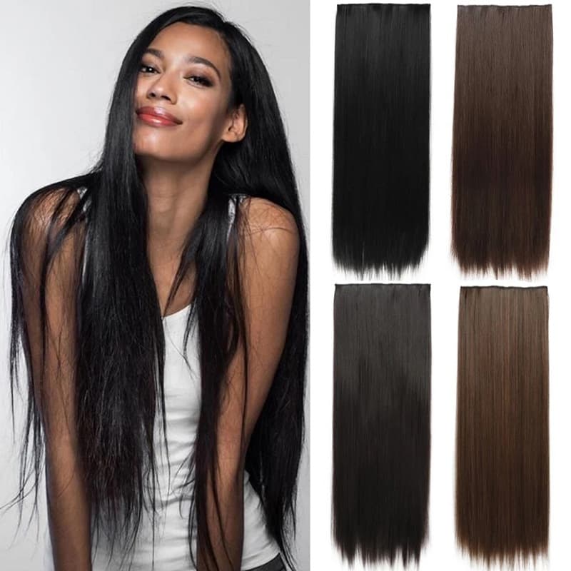 Hair Extension Piece Straight 5-Clip Long Straight Hair Extension Seamless In Stock Hair Wig Voluminous