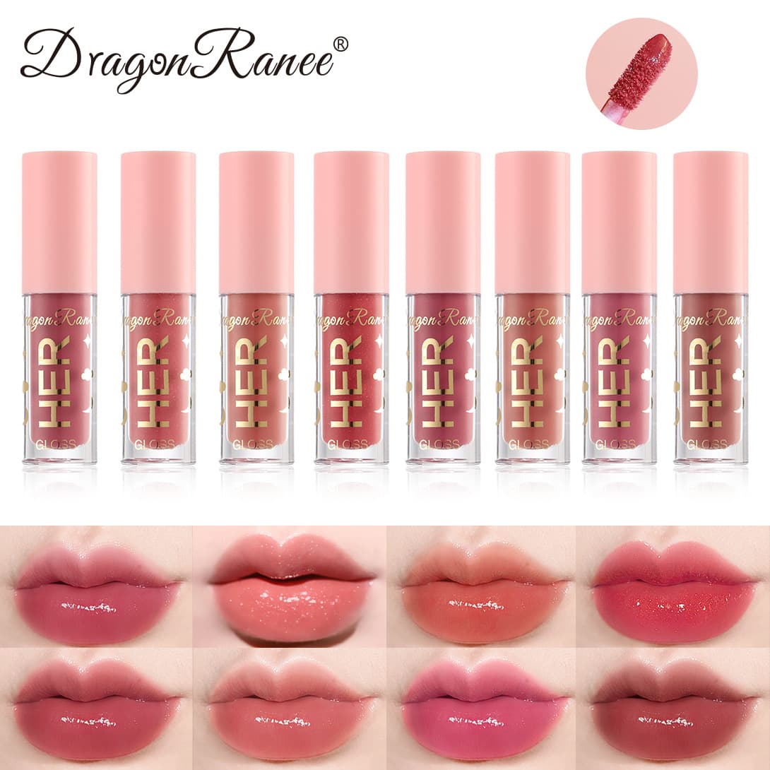 Cross-Border Glossy Mirror Water Lip Glaze Lipstick for Female Students, Lip Gloss, Moisturizing Lip Glaze, Plump Jelly Glass Lip Gloss
