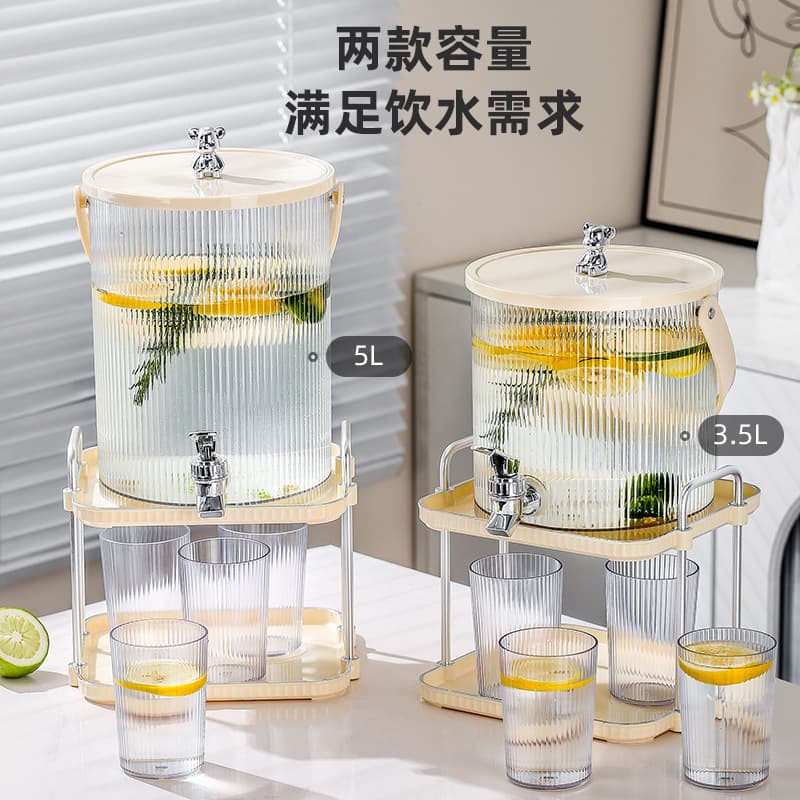 New Light Luxury Cold Water Pitcher with Tap, Japanese Style Large Capacity for Home Use, Fruit Tea Beverage Cold Water Bucket, Picnic Set