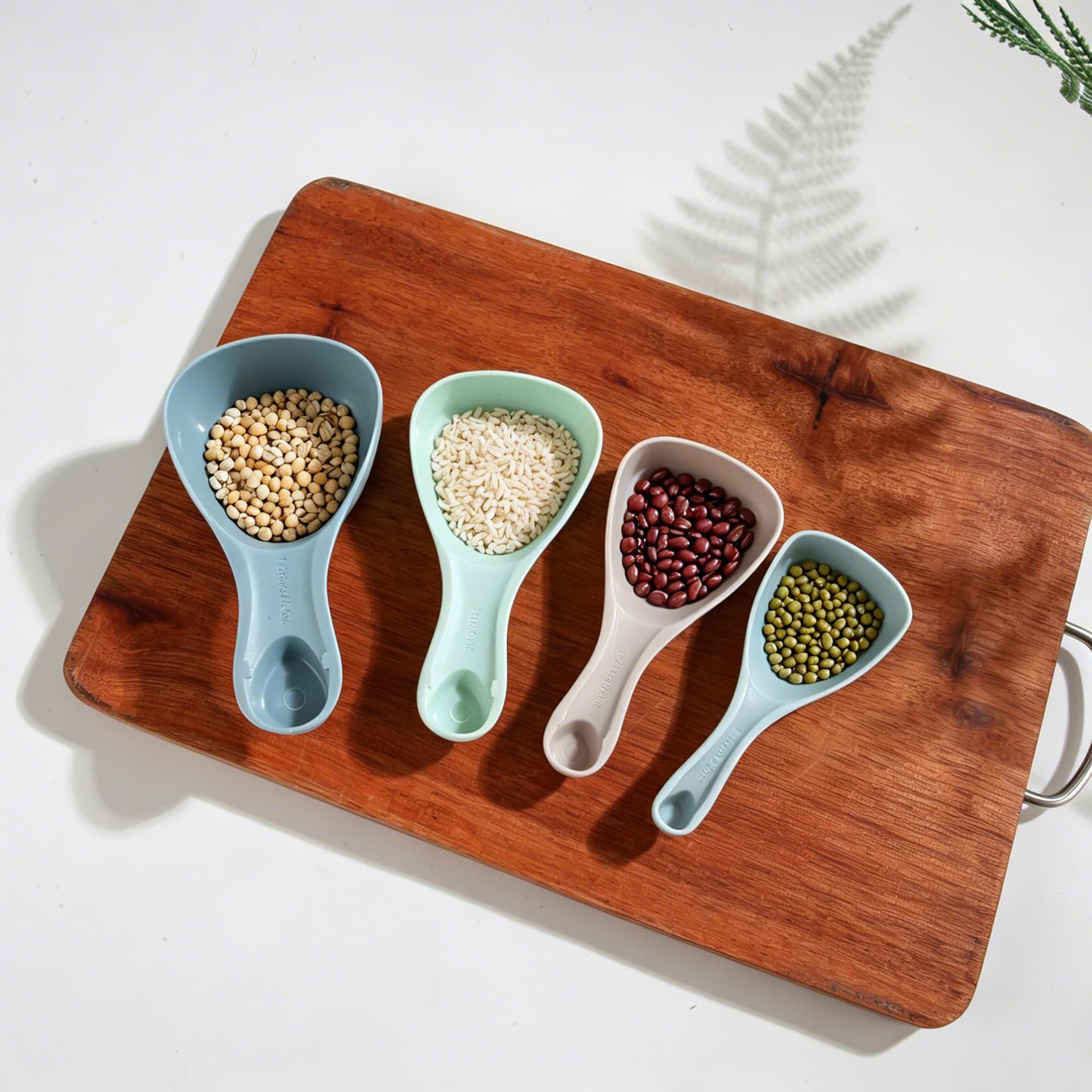 Household Kitchen Double-Ended Measuring Spoon and Cup 4-Piece Set, Plastic Coffee Milk Powder Spoon, Home Baking Tool