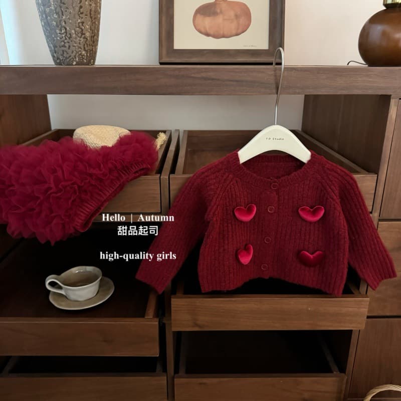 [Dessert Cheese] New Year Red! Korean Kids Girls Fluffy Tutu Princess Dress Heart Sweater Set