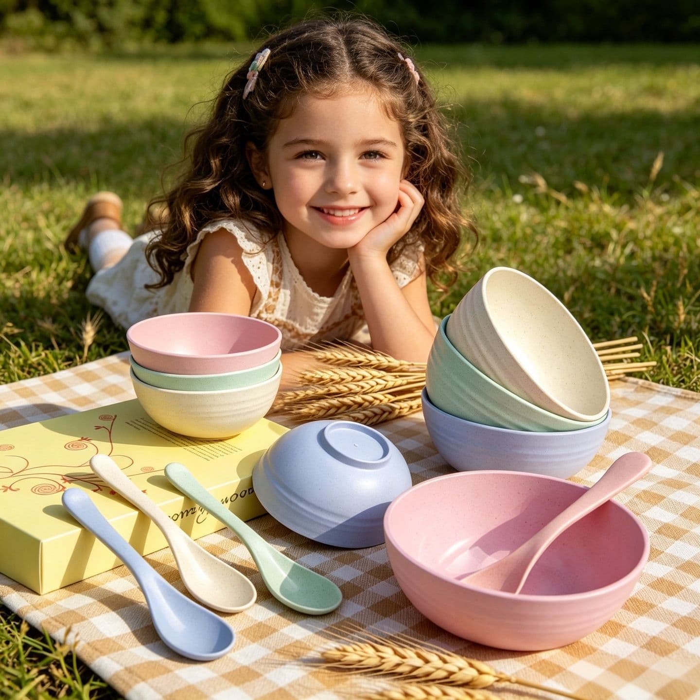 Wheat Straw Plastic Bowl Set - Household Wheat Fiber Bowls for Kids, Noodle Bowls, Creative Unbreakable Design, Soup Rice Bowls, Wholesale