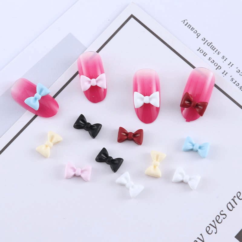 Internet celebrity popular black and white bow nail art jewelry diamond small three-dimensional 2021 new finished nail accessories