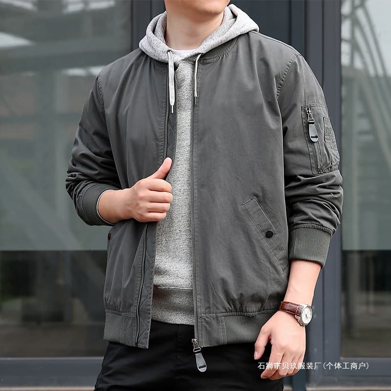 Cross-Border Men's Jacket Spring Autumn Casual Thin Baseball Jacket Fashion Workwear Outerwear Flight Jacket Flight Suit