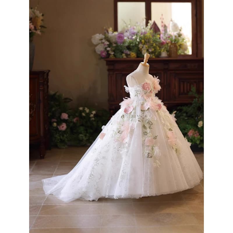 Super fairy princess dress girls high-end dress flower girl birthday party catwalk tail host piano performance costume