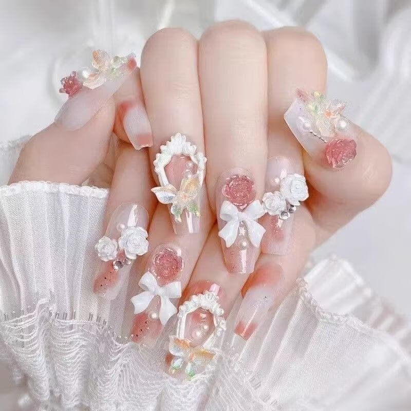 Garland Symphony Butterfly Wearable Nails Wearable Nails Removable Nail Patch Finished Fake Nails Wearable Nails