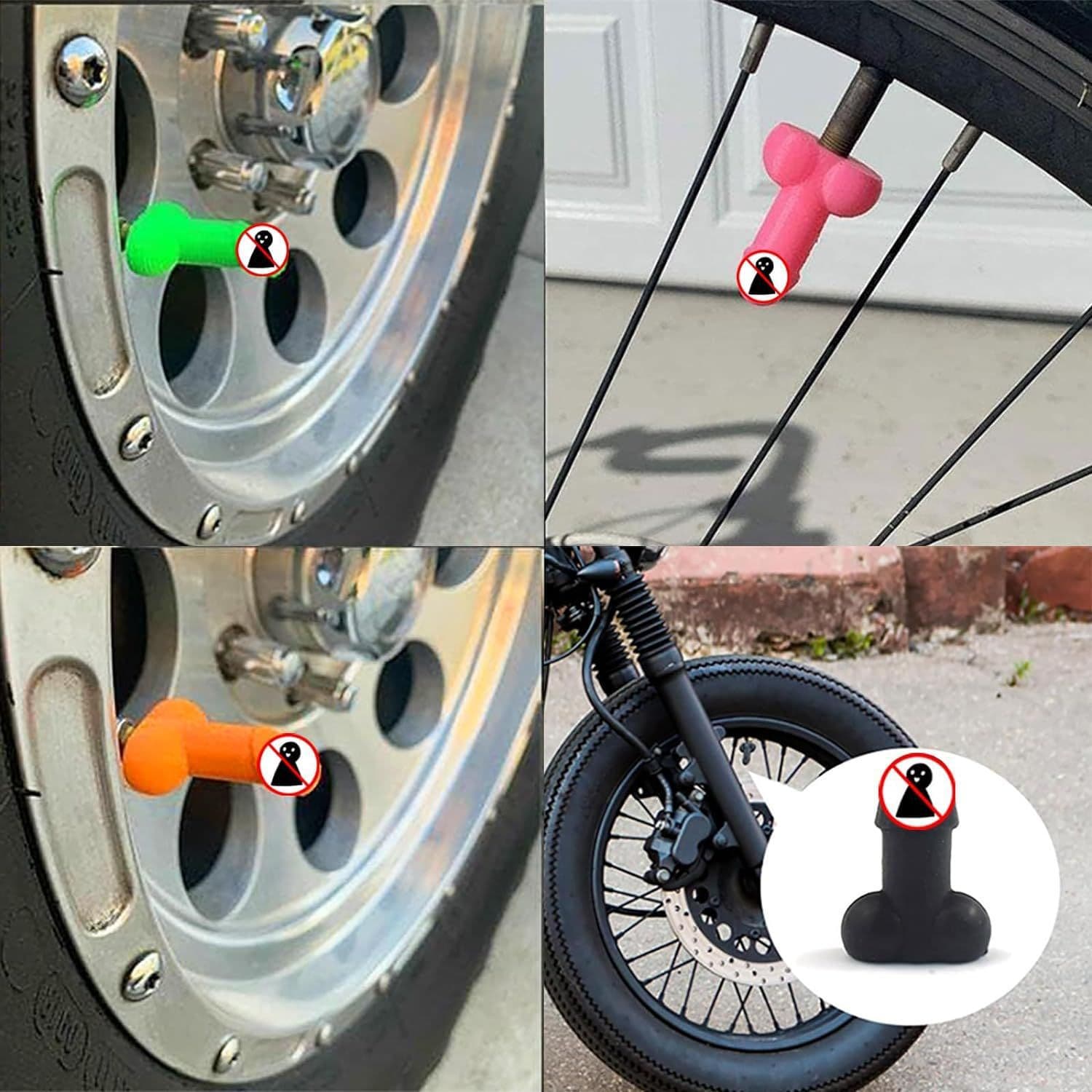 Cross Blast Funny Tire Valve Stem Caps Glow-in-the-Dark Valve Caps Car Bicycle Accessories Tire Cap Valve Stem