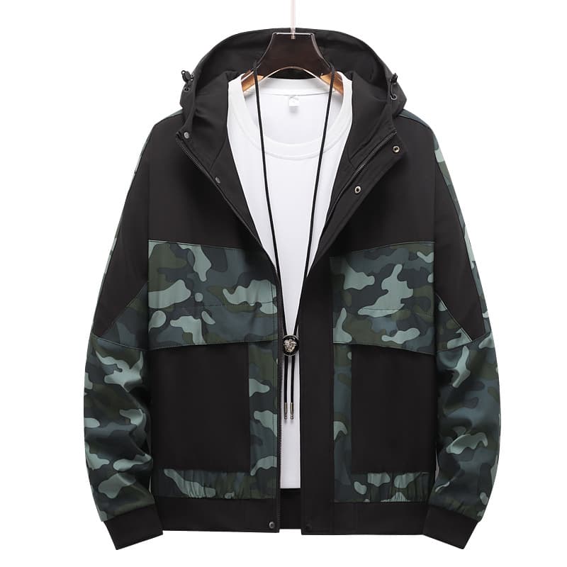 Large size camouflage jacket men's cross-border foreign trade men's autumn men's sports jacket hooded camouflage versatile combination