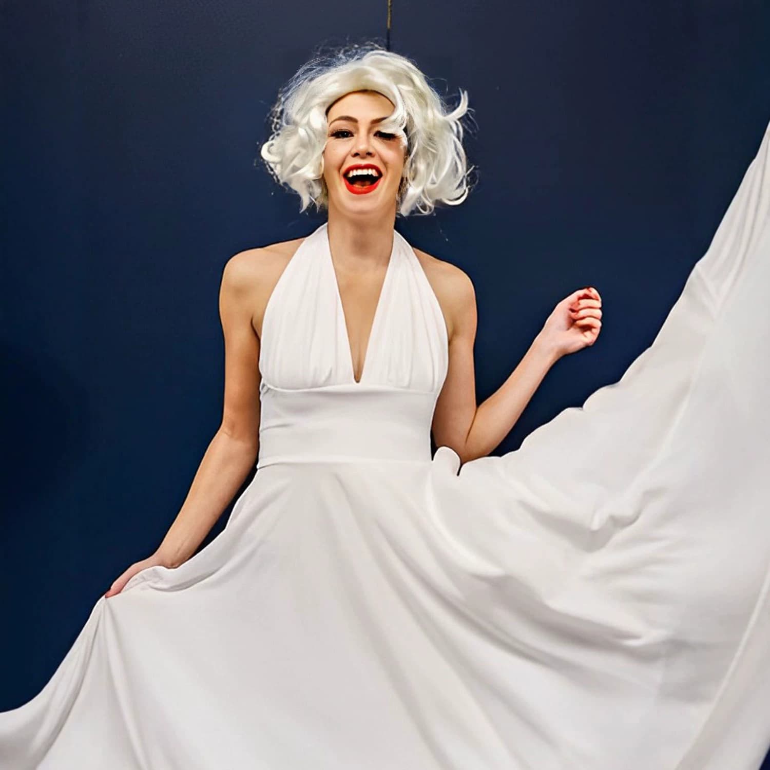 Cross-border European and American women's short curly hair wig Halloween party COS wig platinum blonde side parted large curly wig