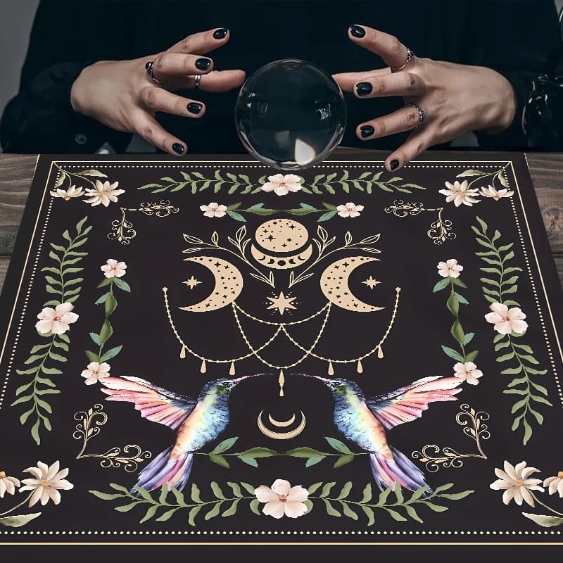 Moon symbol altar cloth five-star Arista tarot card black oracle mat tarot card tablecloth custom ins