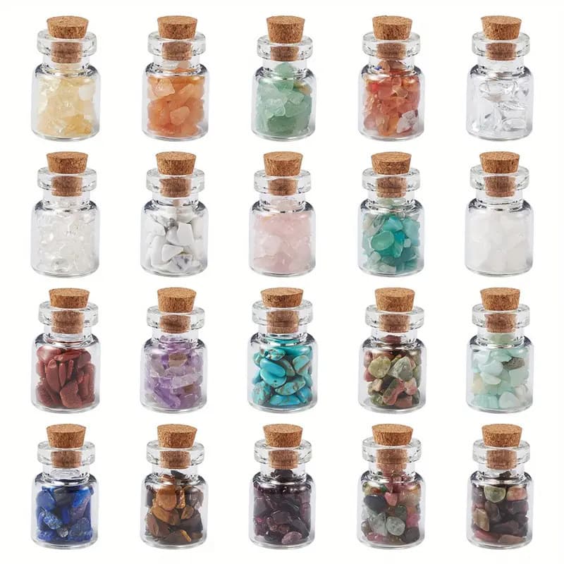 Crystal Gravel Wishing Bottle, Mineral Specimen Irregular Semi-Precious Stone Glass Drift Bottle Wholesale DIY Energy Gravel