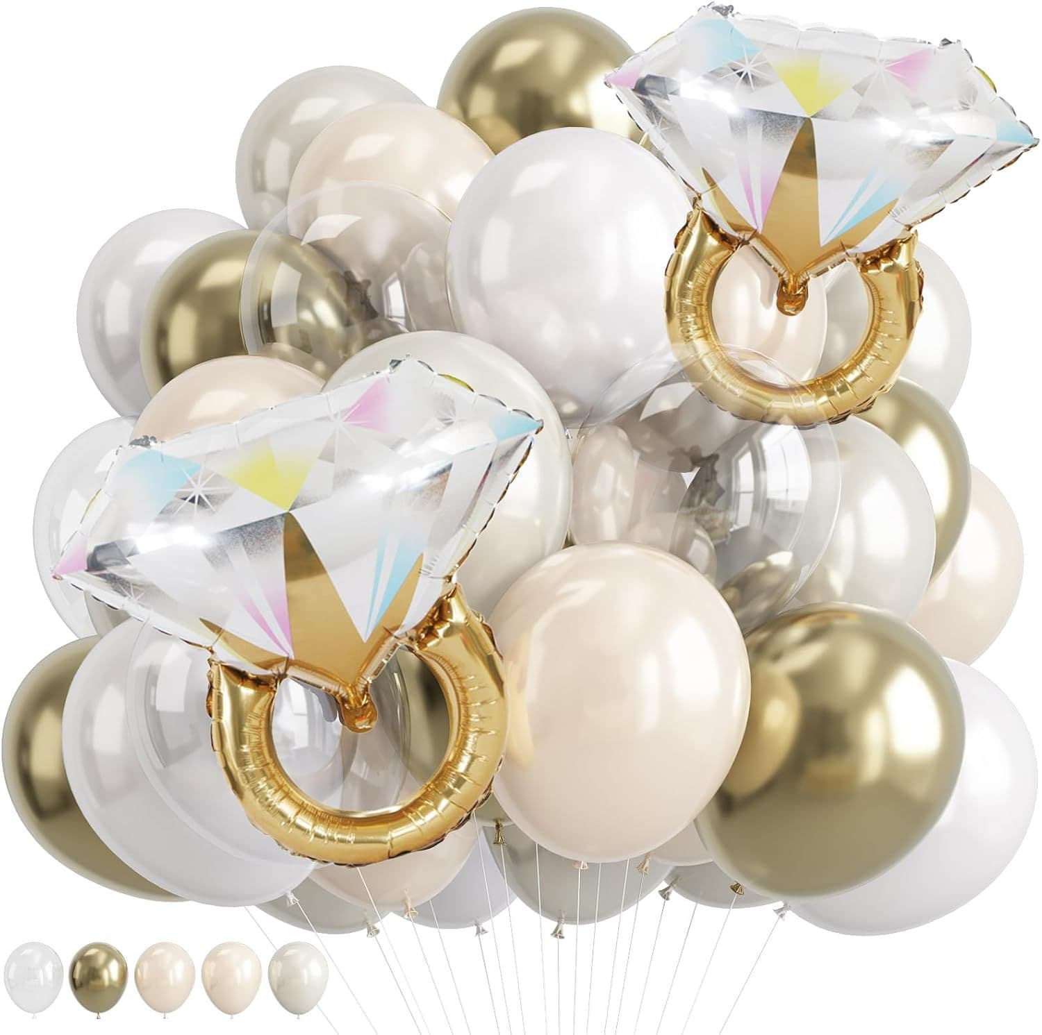 Champagne Gold Diamond Ring Latex Balloon Set Wedding Bachelor Party Decorations Birthday Wedding Party Decorations