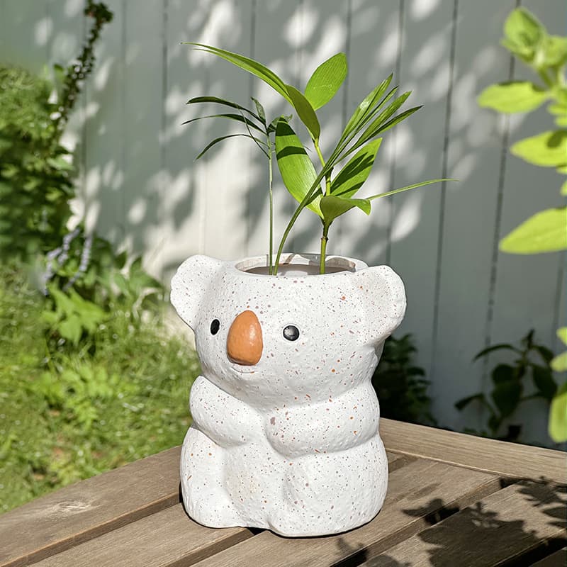 Creative Koala Shape Flower Pot, Cartoon Zoo Art Desktop Small Potted Plant, Hotel Decoration Succulent Plant Pot