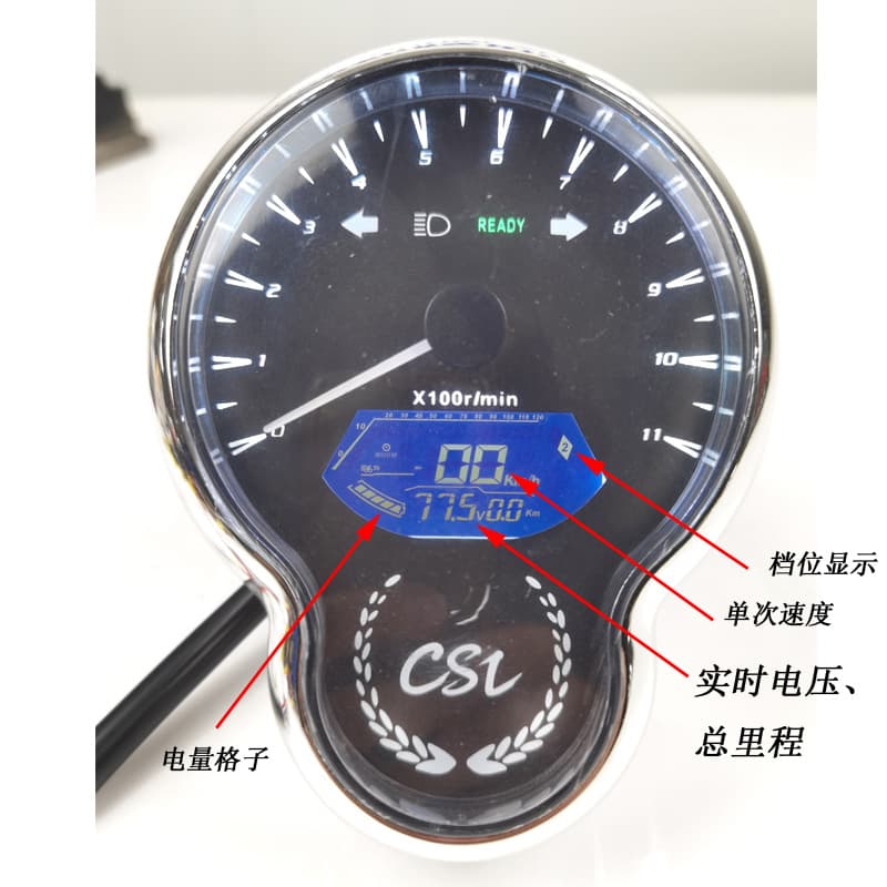 New Factory-Sold Colorful Light Voltage, Mileage, Speed Adjustable Pointer LCD Instrument 48V-120V Universal Stock