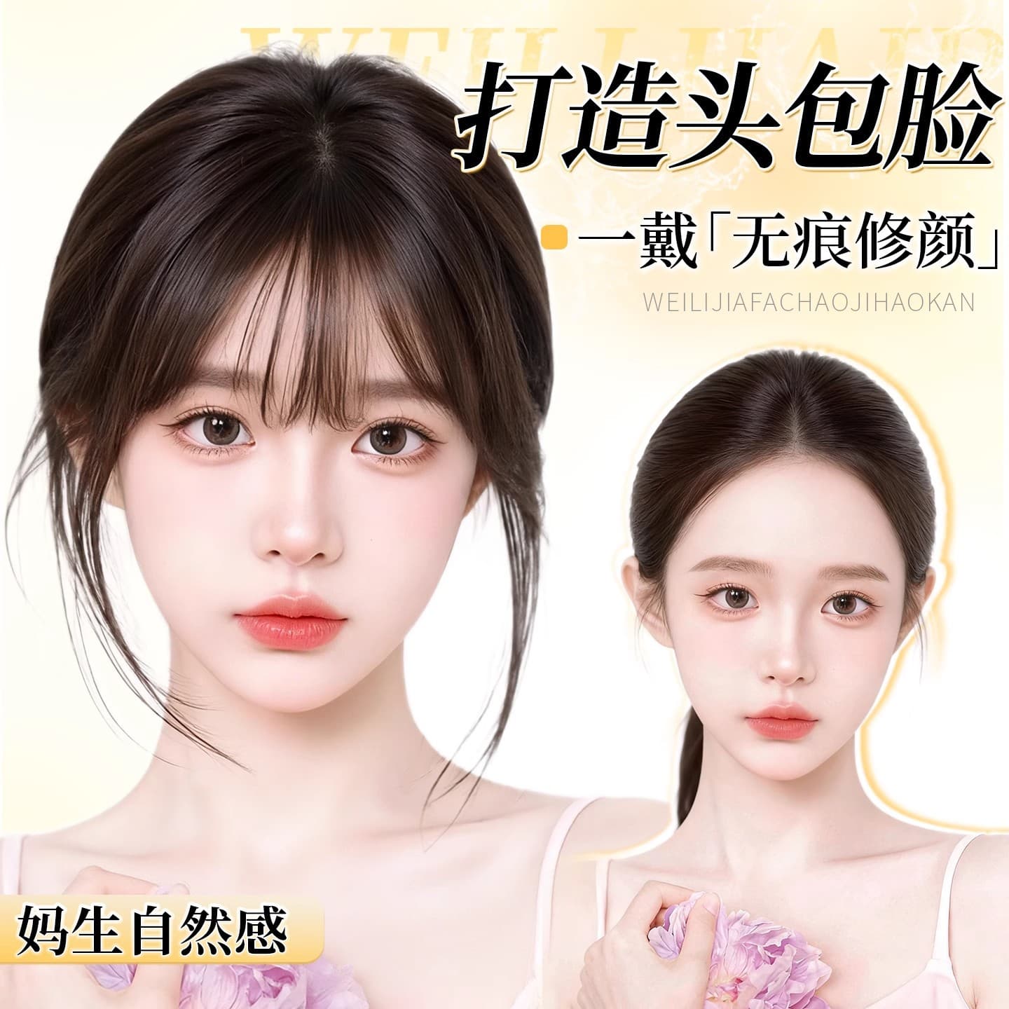 Lanugo hair bangs wig for women, full real hair, natural forehead, naked feeling, traceless sideburns replacement hairline hairline stickers