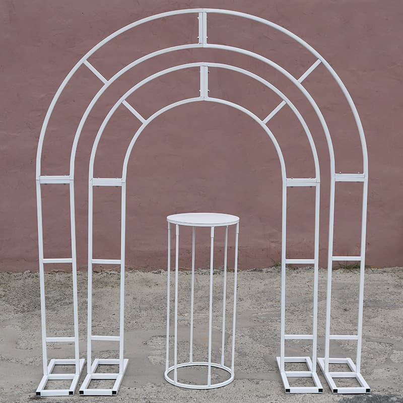 New wedding props flat double pole iron flower stand outdoor wedding background arch balloon party decoration