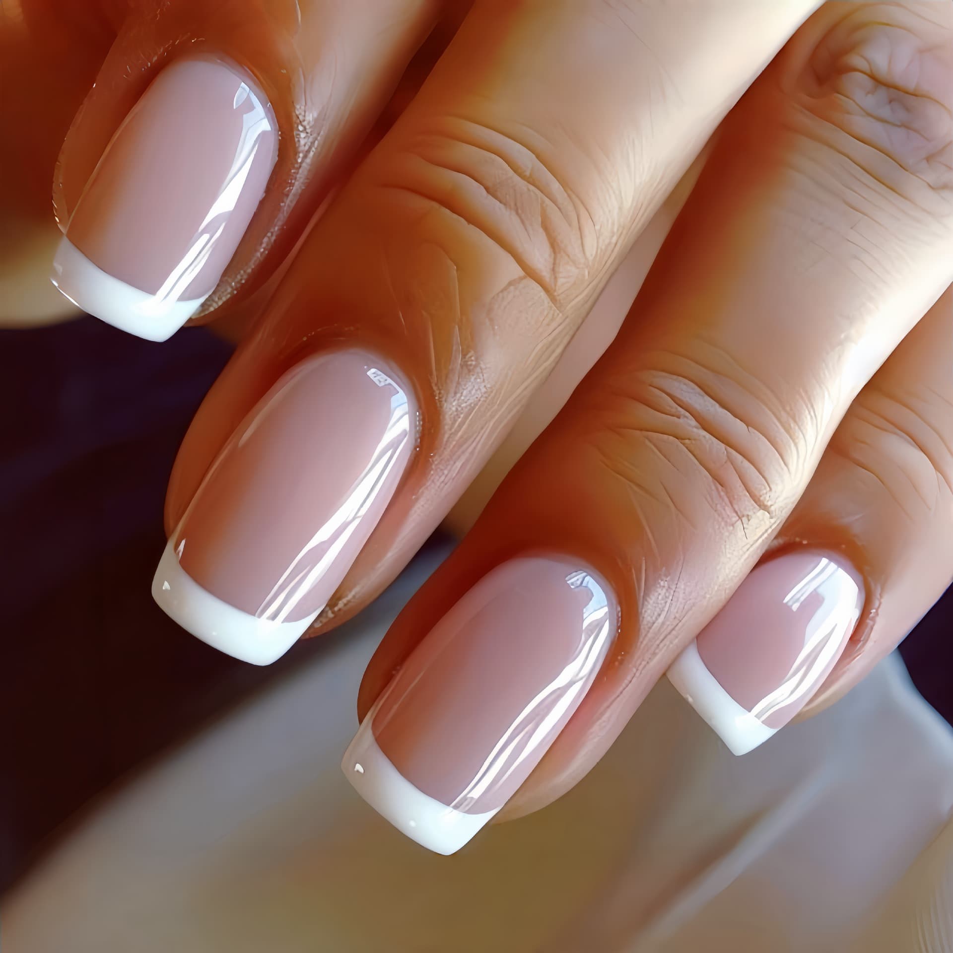 Foreign trade European and American wearable nails minimalist nude French manicure patch finished product removable False nails