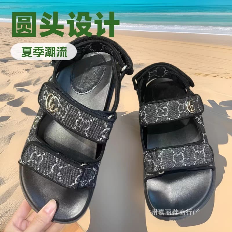 2025 Spring/Summer New G-Style Women's Sandals, Velcro Open-Toe Roman Beach Sandals, Casual Slippers for Women, Wholesale