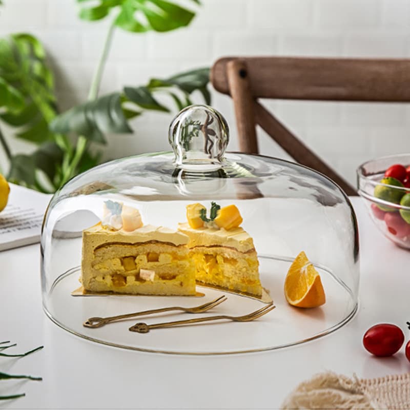 Nordic Ins Style Transparent Glass Dome Dust Cover for Fruits, Desserts, and Snacks - Food Preservation and Heat Retention Glass Lid