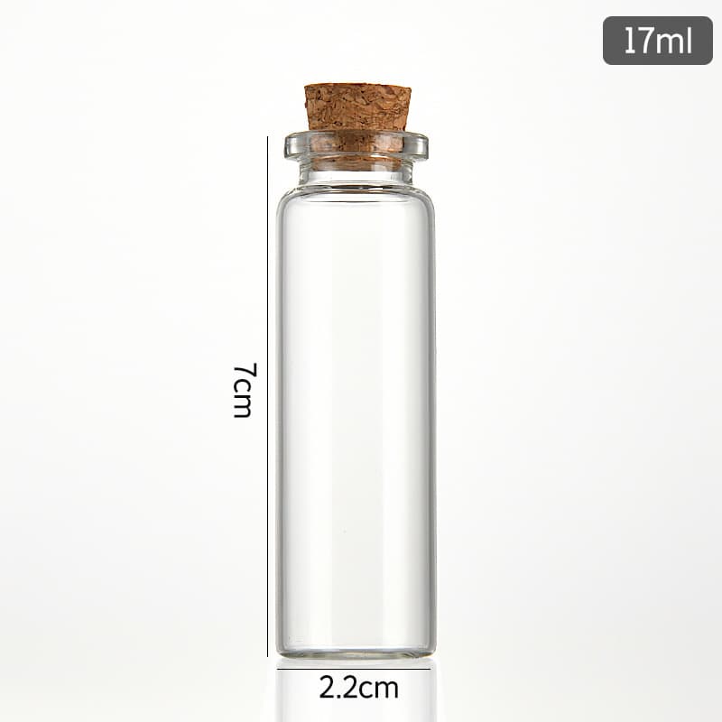 22mm Neck Glass Vial with Cork Stopper, Candy Bottle, Agarwood Pill Storage, Crystal Gravel Bottle, Transparent Glass