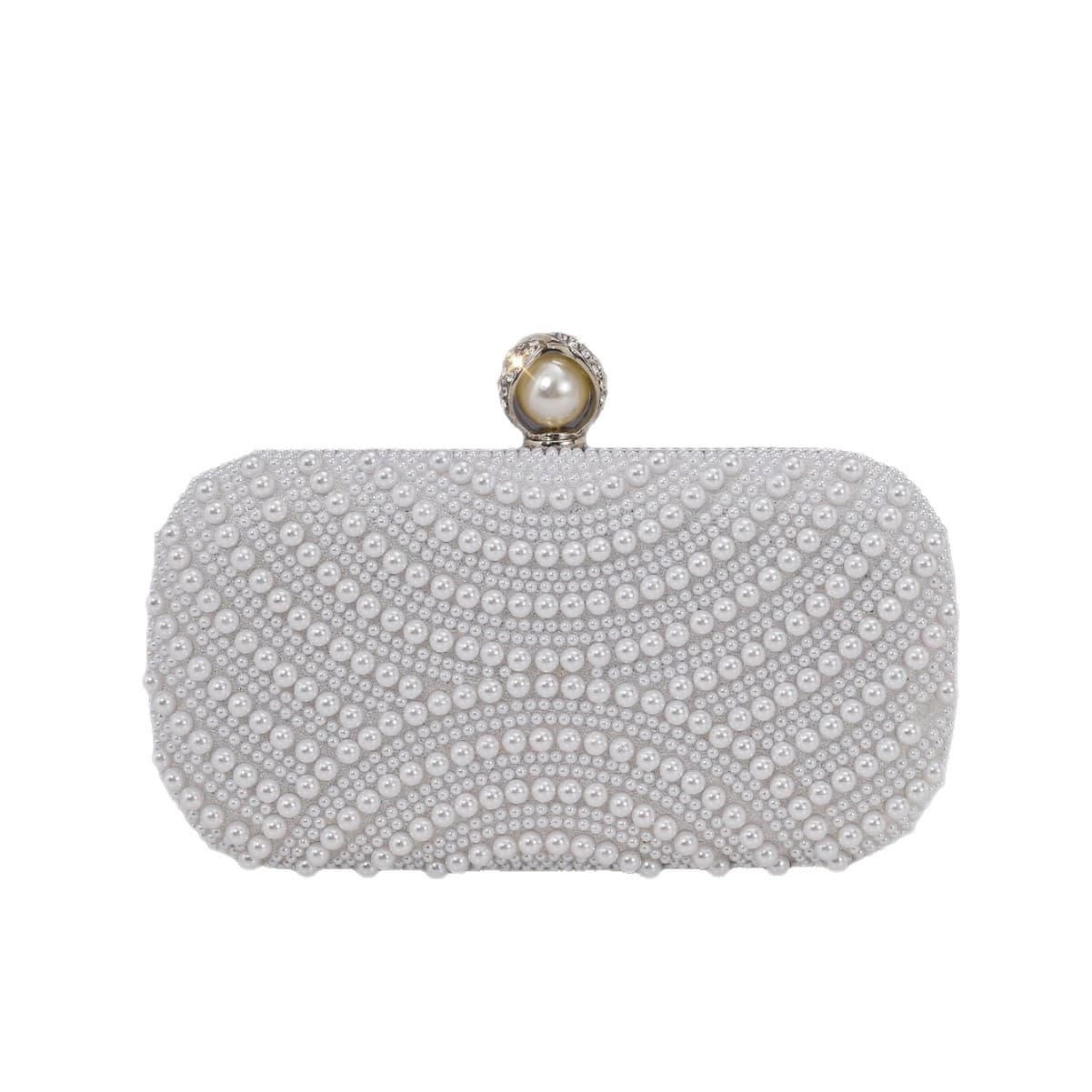 Cross-border Hot New Women's Handheld Pearl Evening Bag Banquet Party Use Buckle Portable Handbag