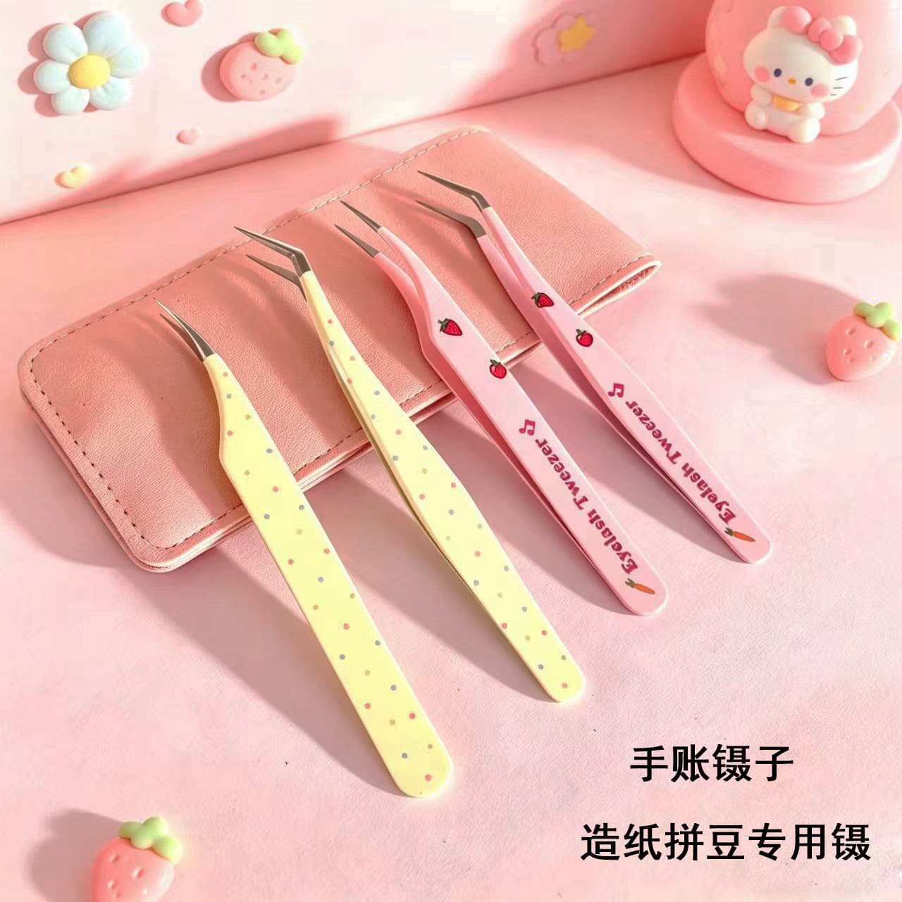New Landscape Sticker Tweezers High Precision Dolphin Clip Tweezers Journaling Tool Gold Feather Clip Eyelash Extension Tweezers