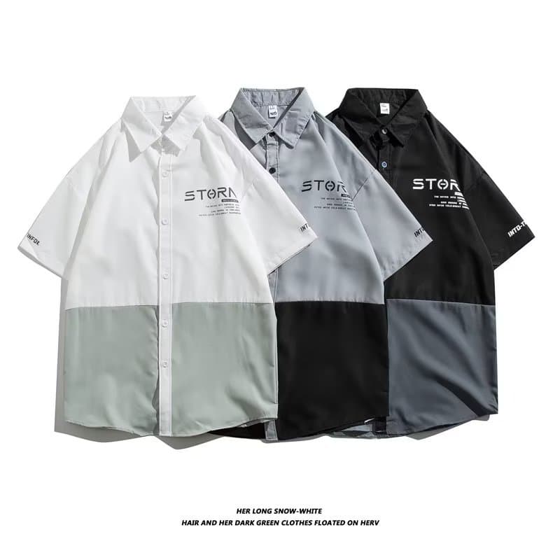 Short-sleeved shirts for men, summer thin, handsome half-sleeved shirts, trendy casual loose Hong Kong style white inch coats