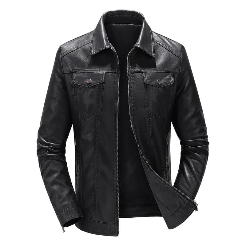 Cross-border men's leather jacket new spring autumn winter Korean style slim trendy fleece-lined thickened motorcycle coat men leather jacket