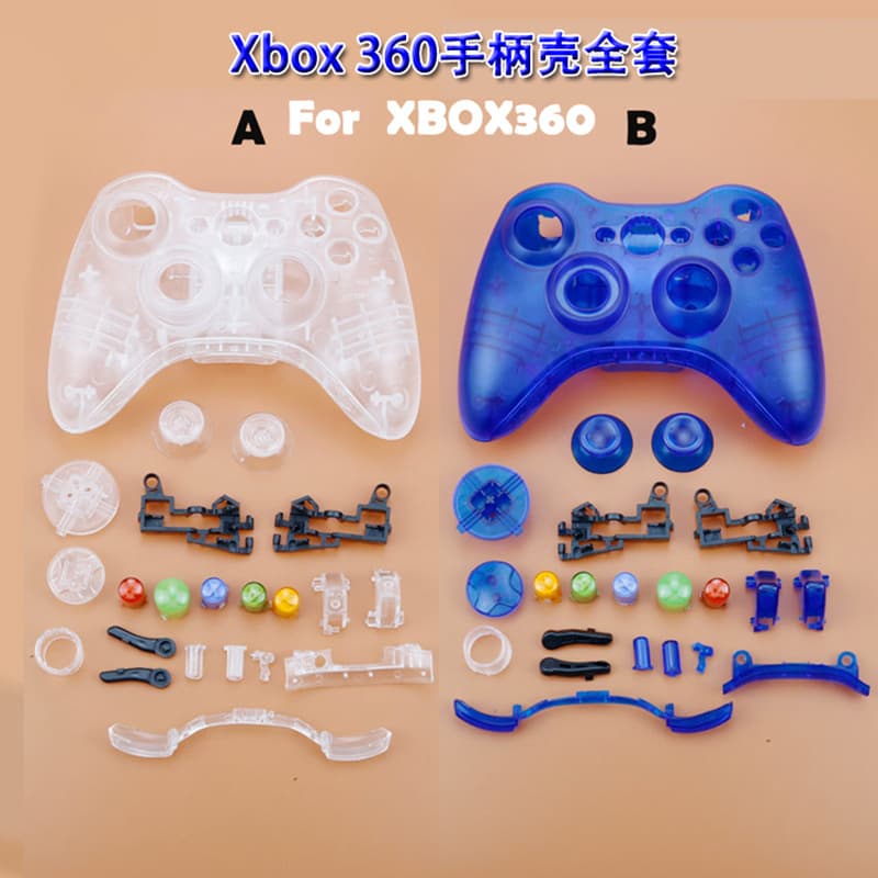 Compatible with Xbox 360 Controller Repair Shell, Full Set Accessories, DIY Transparent Shell