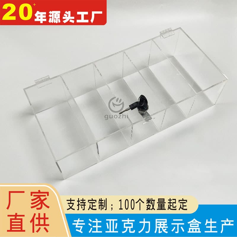 Acrylic Currency Tray Money Box with Lock Transparent Acrylic Storage Box Data Cable Charger Display Box