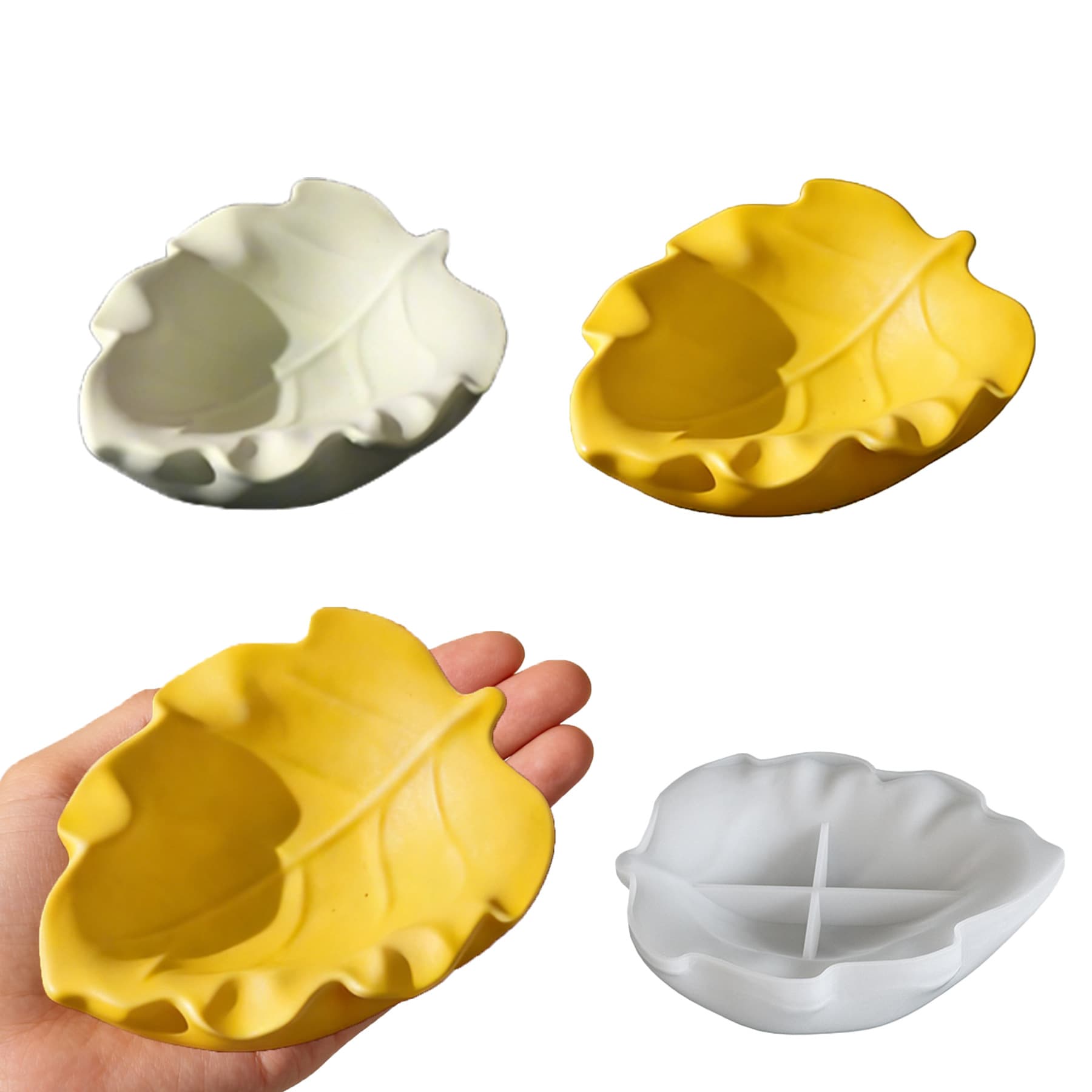 New Cross-border Leaf Candle Cup Resin Silicone Mold, DIY Epoxy Leaf Storage Tray Plaster Decoration