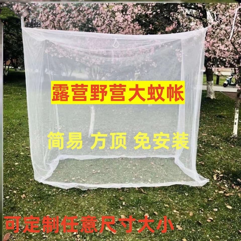 Simple Square-Top Mosquito Net for Outdoor Hammocks, Easy to Carry for Travel, No Installation Needed, 2m Long and Wide Camping Mosquito Net